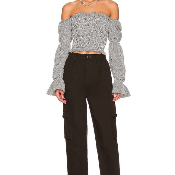 More To Come Abigail Smocked Top in Black & White - Picture 4 of 5